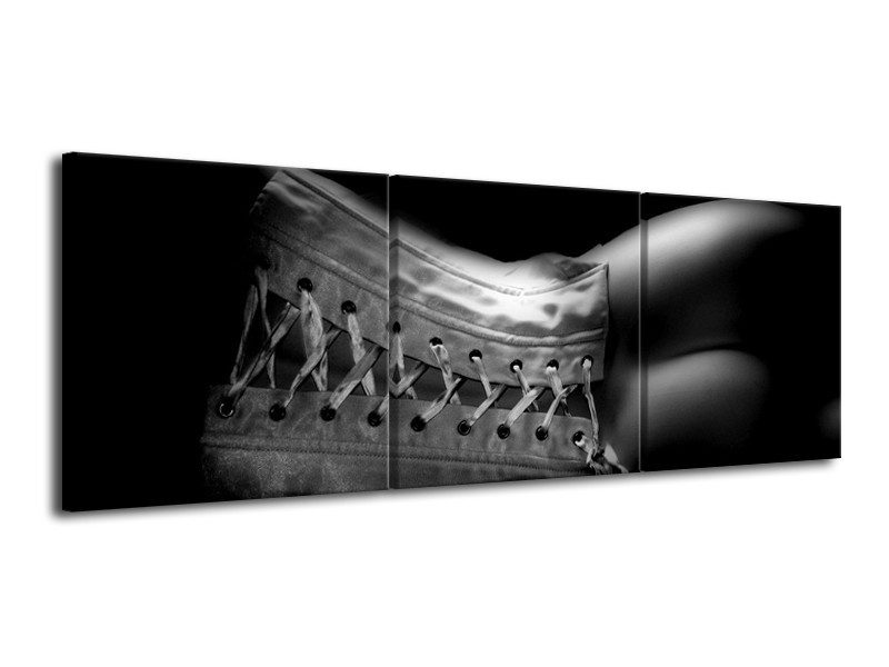 Canvas schilderij Lichaam | Grijs, Zwart, Wit | 120x40cm 3Luik