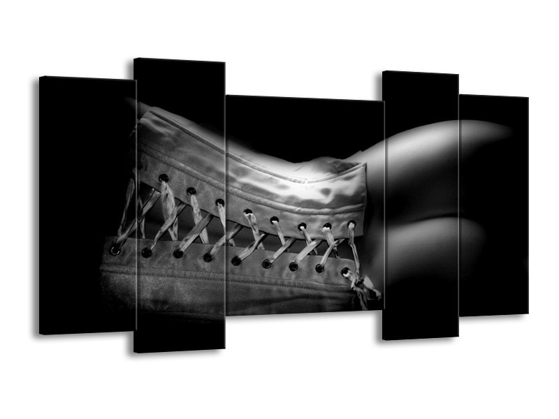 Canvas schilderij Lichaam | Grijs, Zwart, Wit | 120x65 5Luik