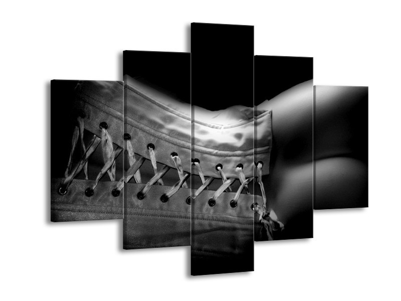 Canvas schilderij Lichaam | Grijs, Zwart, Wit | 150x105cm 5Luik