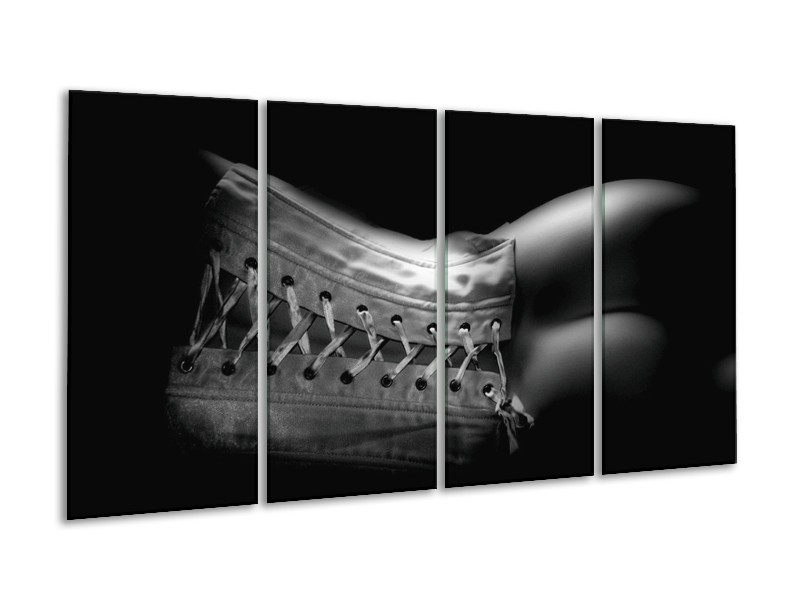Canvas schilderij Lichaam | Grijs, Zwart, Wit | 160x80cm 4Luik