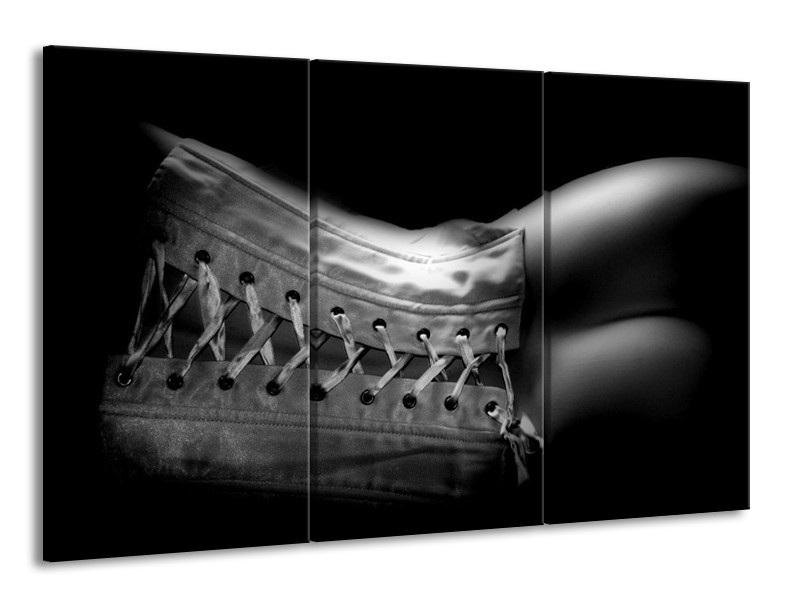 Canvas schilderij Lichaam | Grijs, Zwart, Wit | 165x100cm 3Luik