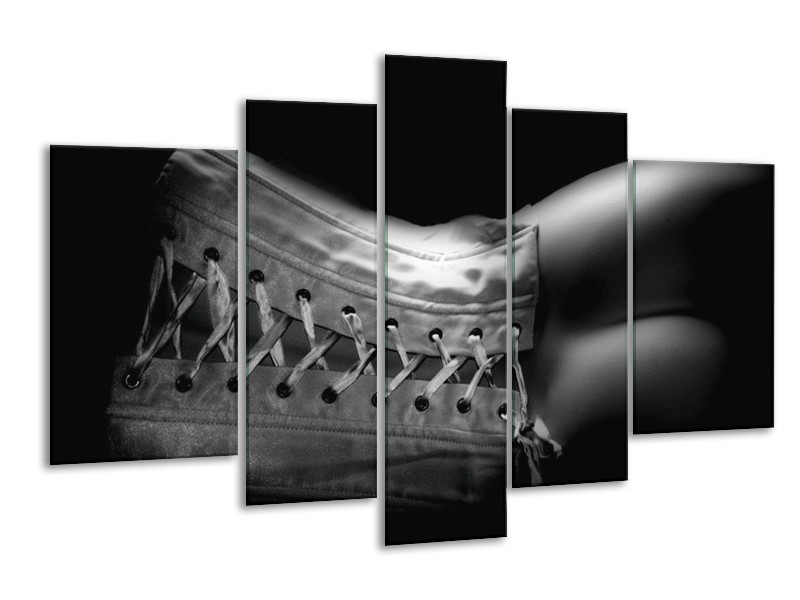 Canvas schilderij Lichaam | Grijs, Zwart, Wit | 170x100cm 5Luik