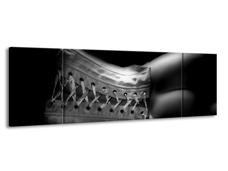 Canvas schilderij Lichaam | Grijs, Zwart, Wit | 170x50cm 3Luik