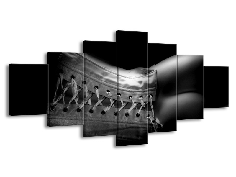 Canvas schilderij Lichaam | Grijs, Zwart, Wit | 210x100cm 7Luik