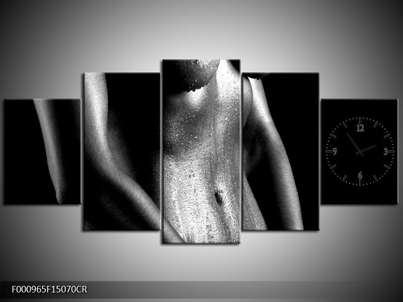 Klok schilderij Lichaam | Grijs, Zwart, Wit | 150x70cm 5Luik