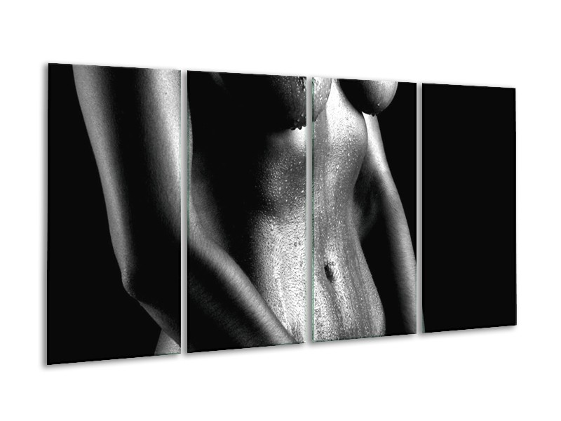 Canvas schilderij Lichaam | Grijs, Zwart, Wit | 160x80cm 4Luik