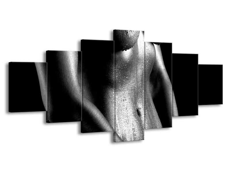 Canvas schilderij Lichaam | Grijs, Zwart, Wit | 210x100cm 7Luik