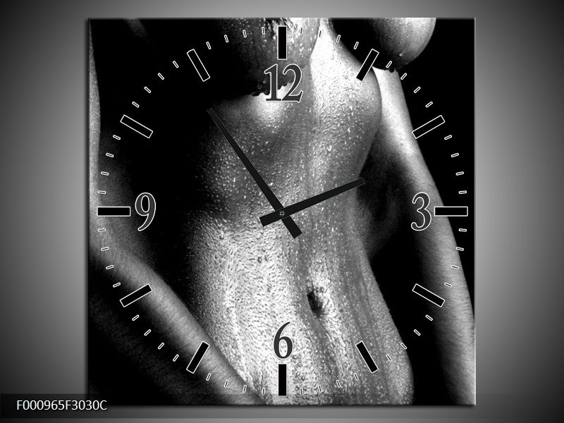 Klok schilderij Lichaam | Grijs, Zwart, Wit | 30x30cm 1Luik