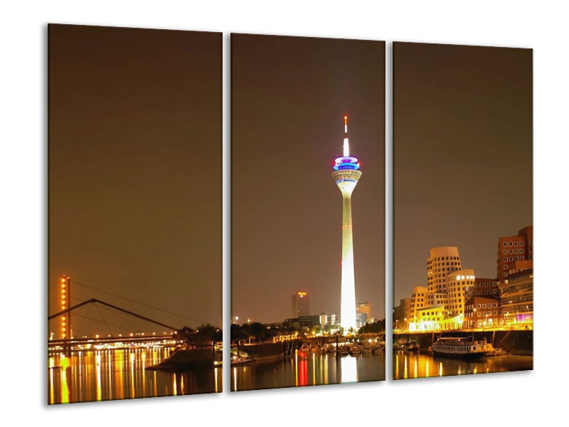 Glas schilderij Rotterdam | Bruin, Wit, Geel | 120x80cm 3Luik