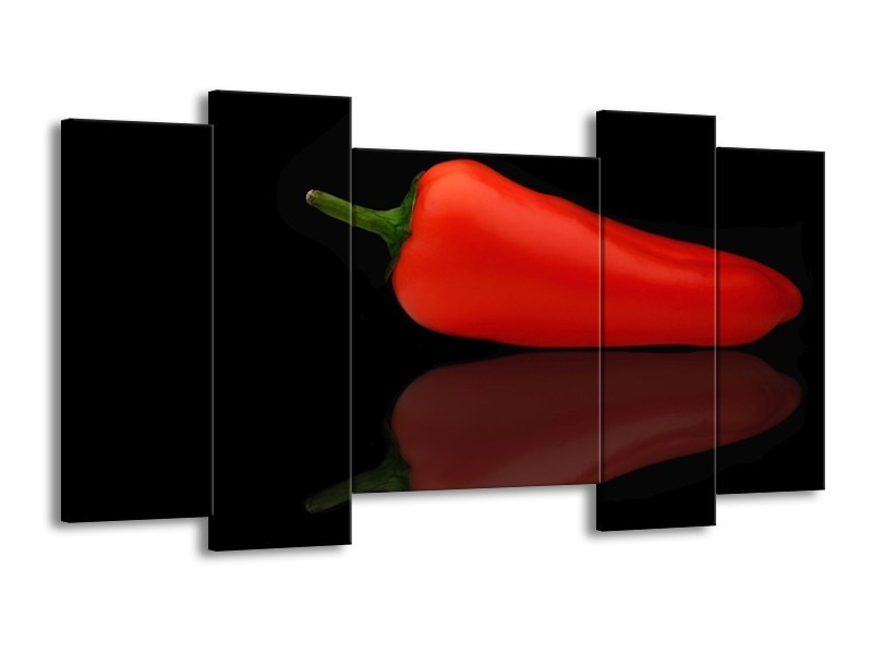 Canvas schilderij Paprika | Rood, Zwart, Groen | 120x65 5Luik