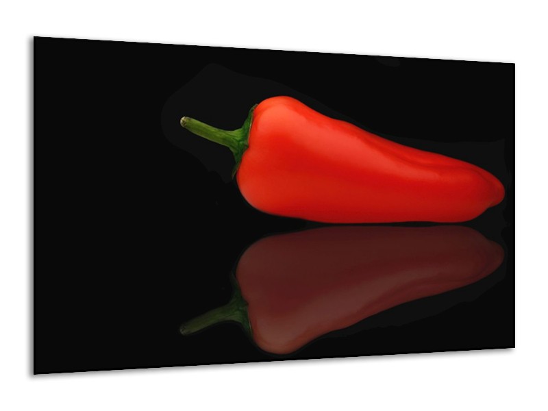Canvas schilderij Paprika | Rood, Zwart, Groen | 120x70cm 1Luik