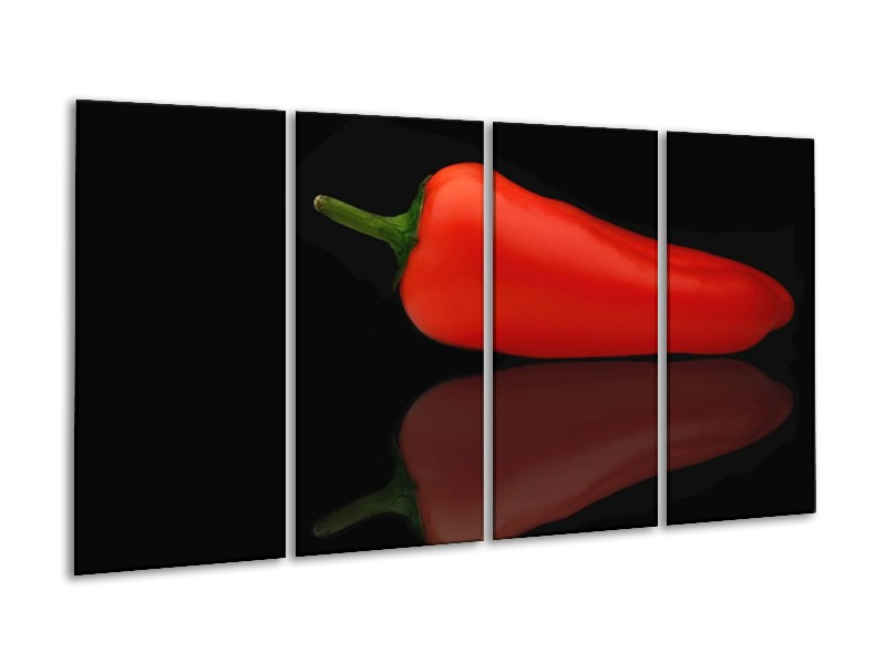 Canvas schilderij Paprika | Rood, Zwart, Groen | 160x80cm 4Luik