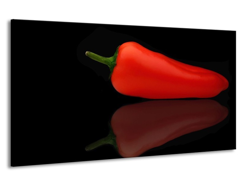 Canvas schilderij Paprika | Rood, Zwart, Groen | 190x100cm 1Luik