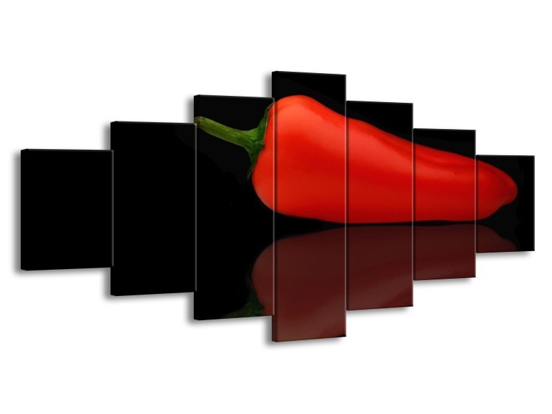 Canvas schilderij Paprika | Rood, Zwart, Groen | 210x100cm 7Luik