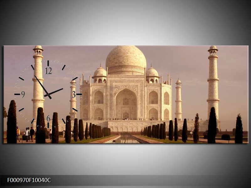 Klok schilderij Taj Mahal | Wit, Zwart, Crème | 100x40cm 1Luik