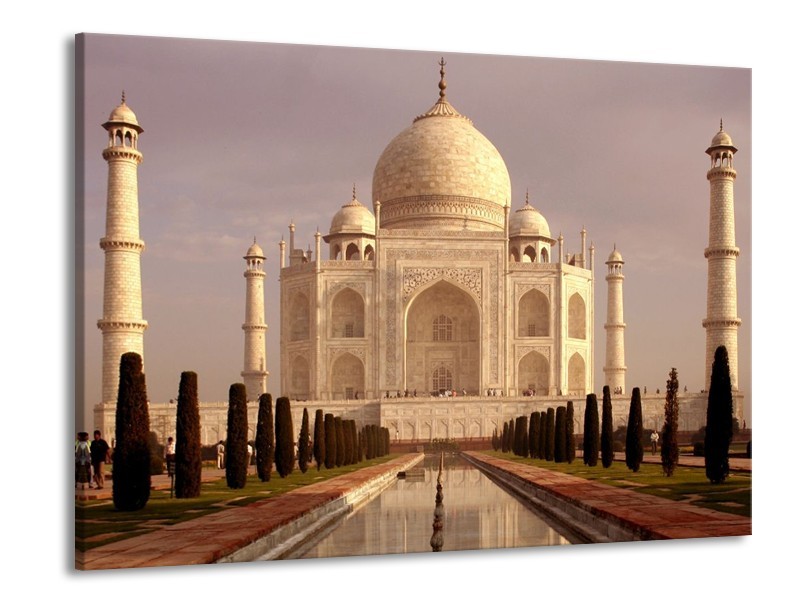 Canvas schilderij Taj Mahal | Wit, Zwart, Crème | 100x70cm 1Luik