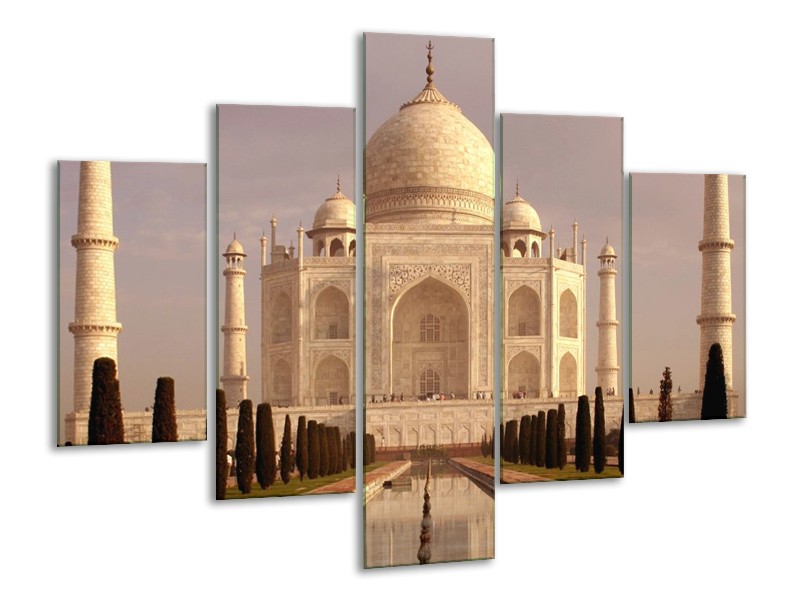 Glas schilderij Taj Mahal | Wit, Zwart, Crème | 100x70cm 5Luik