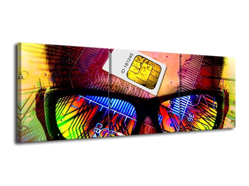 Glas schilderij Modern | Paars, Groen, Geel | 120x40cm 3Luik