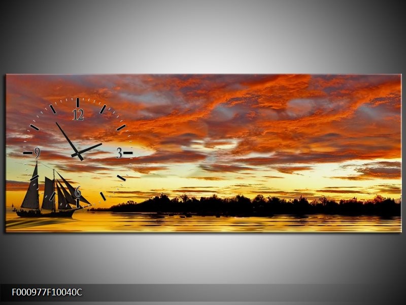 Klok schilderij Landschap | Geel, Oranje | 100x40cm 1Luik