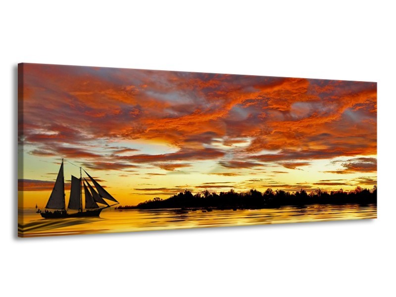 Canvas schilderij Landschap | Geel, Oranje | 145x58cm 1Luik