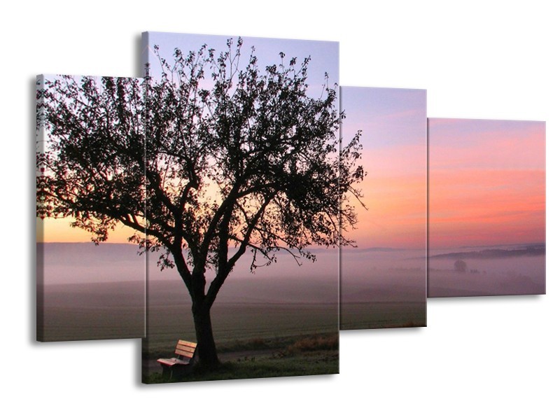 Glas schilderij Boom | Paars, Zwart, Blauw | 120x75cm 4Luik