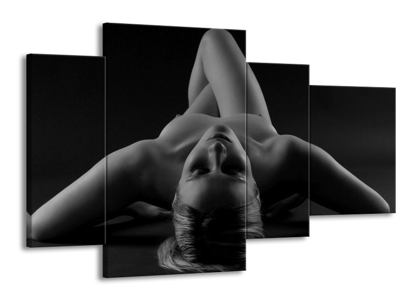 Canvas schilderij Lichaam | Zwart, Grijs | 120x75cm 4Luik