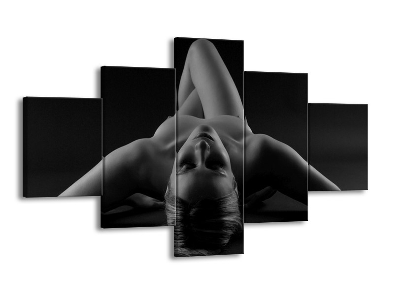 Canvas schilderij Lichaam | Zwart, Grijs | 125x70cm 5Luik
