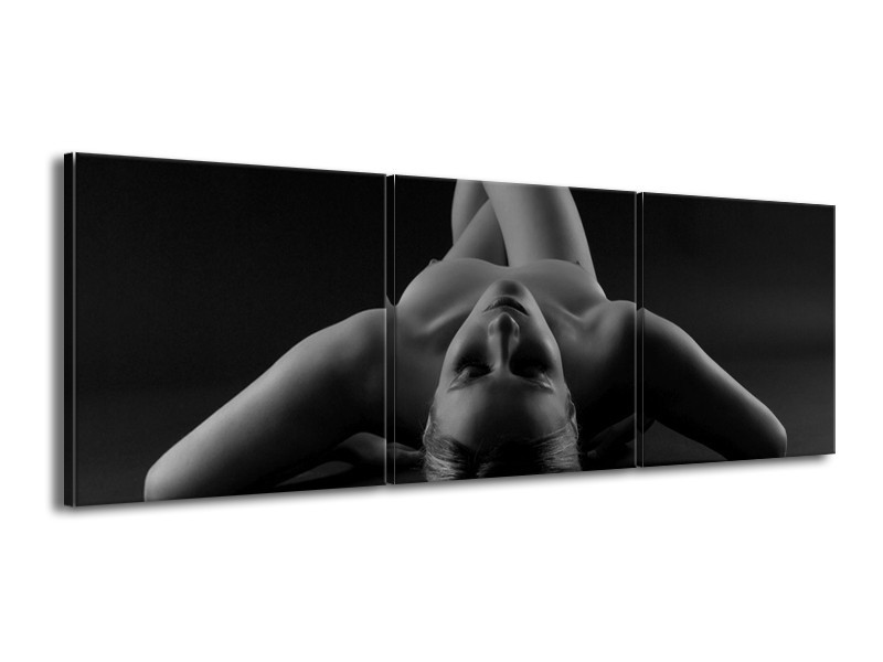 Canvas schilderij Lichaam | Zwart, Grijs | 150x50cm 3Luik