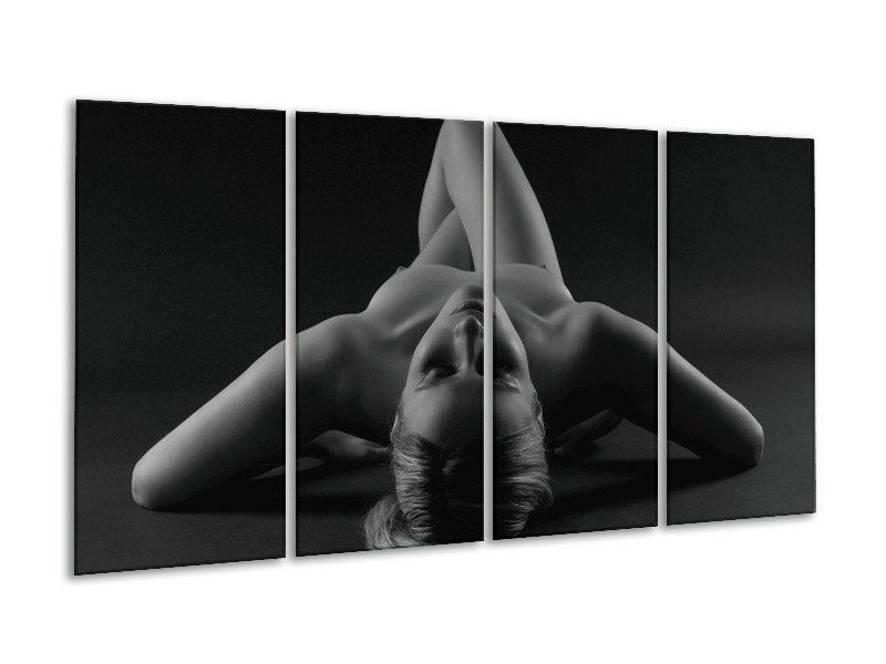 Canvas schilderij Lichaam | Zwart, Grijs | 160x80cm 4Luik