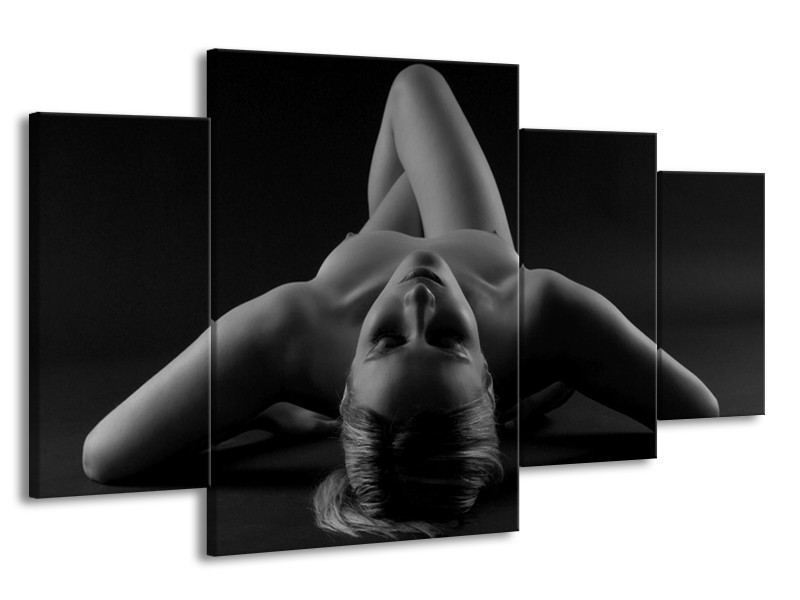 Canvas schilderij Lichaam | Zwart, Grijs | 160x90cm 4Luik