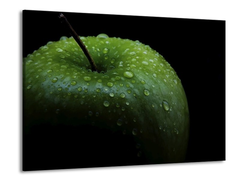 Glas schilderij Appel | Groen, Zwart | 100x70cm 1Luik