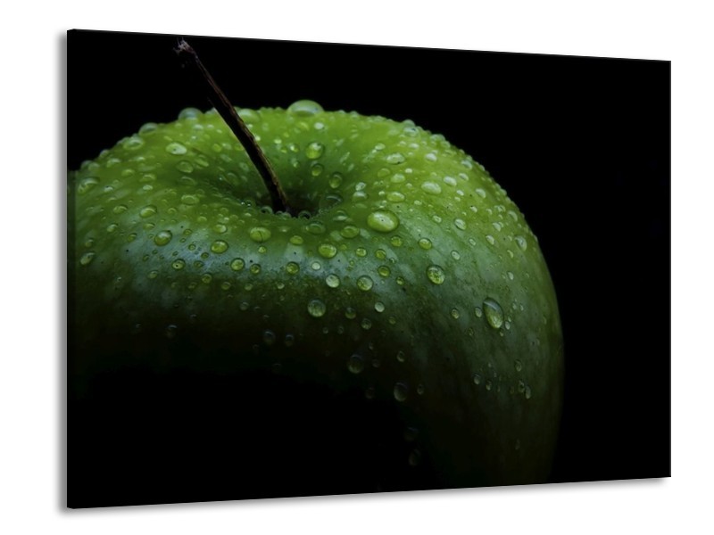 Canvas schilderij Appel | Groen, Zwart | 100x70cm 1Luik