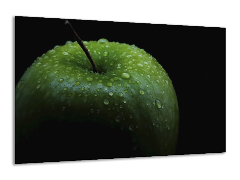 Canvas schilderij Appel | Groen, Zwart | 120x70cm 1Luik
