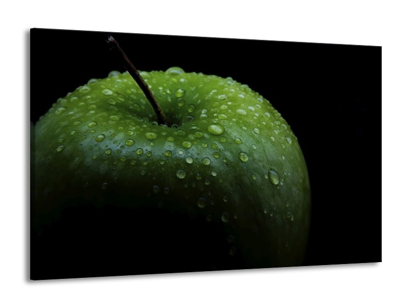 Canvas schilderij Appel | Groen, Zwart | 140x90cm 1Luik