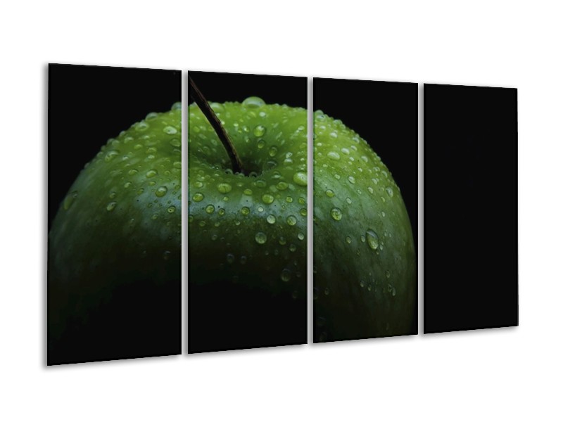 Canvas schilderij Appel | Groen, Zwart | 160x80cm 4Luik