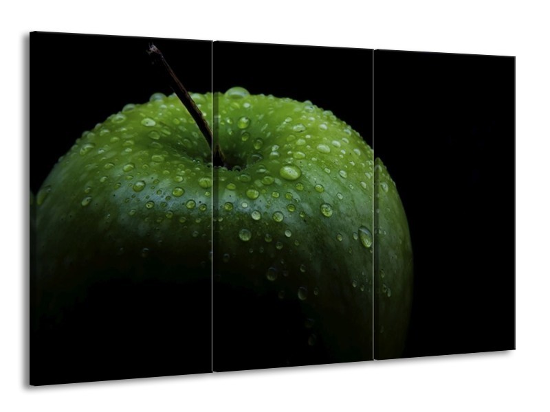 Canvas schilderij Appel | Groen, Zwart | 165x100cm 3Luik