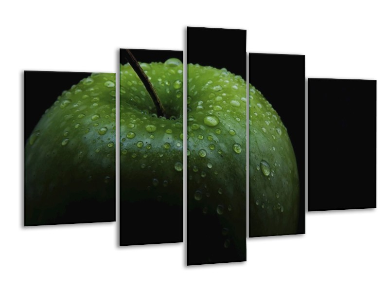 Canvas schilderij Appel | Groen, Zwart | 170x100cm 5Luik