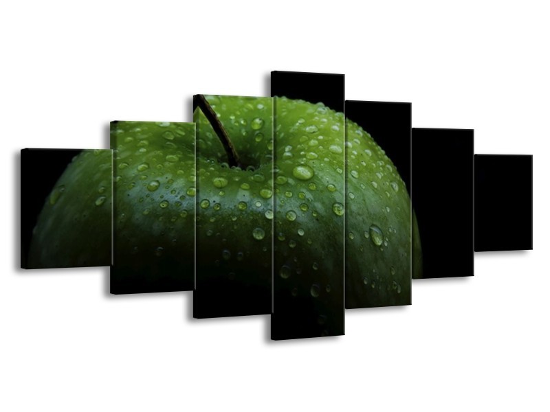 Canvas schilderij Appel | Groen, Zwart | 210x100cm 7Luik