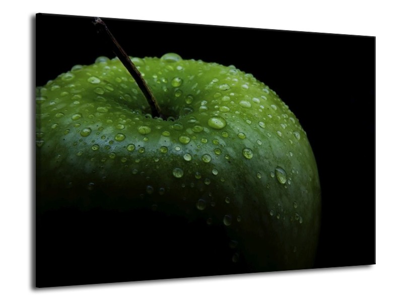 Canvas schilderij Appel | Groen, Zwart | 70x50cm 1Luik