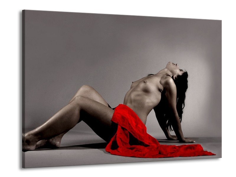 Glas schilderij Vrouw | Rood, Zwart, Grijs | 100x70cm 1Luik