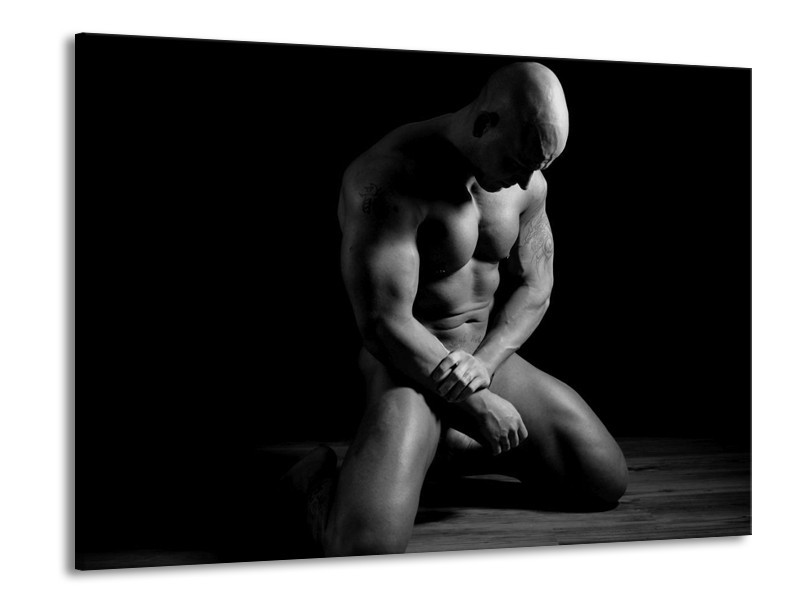 Canvas schilderij Man | Grijs, Zwart, Wit | 100x70cm 1Luik