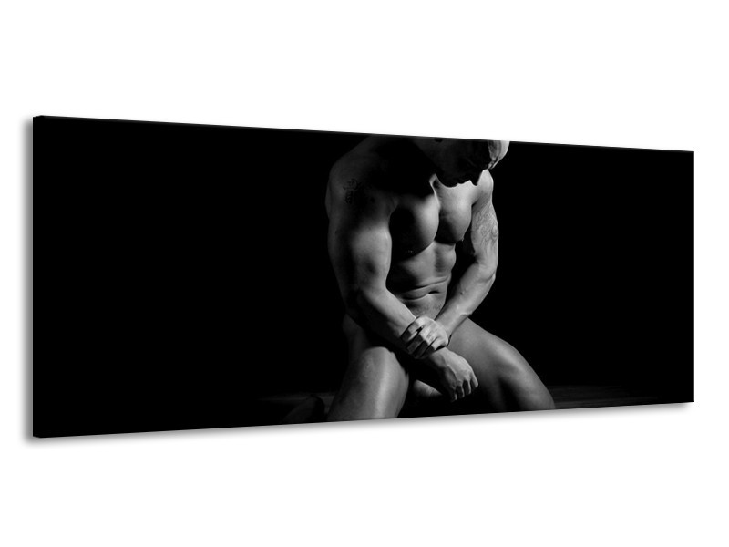 Canvas schilderij Man | Grijs, Zwart, Wit | 145x58cm 1Luik