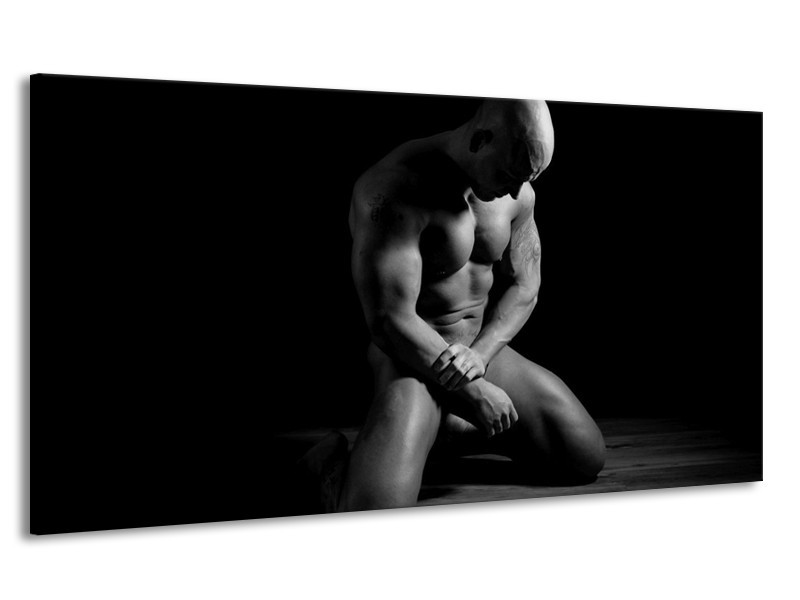 Canvas schilderij Man | Grijs, Zwart, Wit | 170x90cm 1Luik