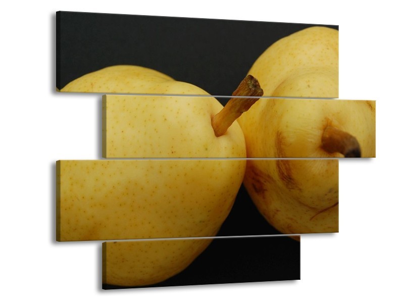 Canvas schilderij Peer | Geel, Zwart, Bruin | 115x85cm 4Luik