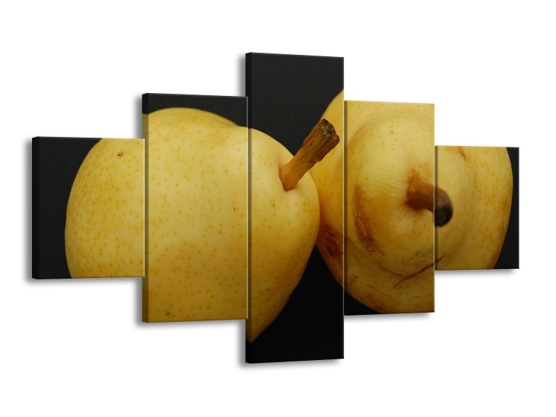 Canvas schilderij Peer | Geel, Zwart, Bruin | 125x70cm 5Luik