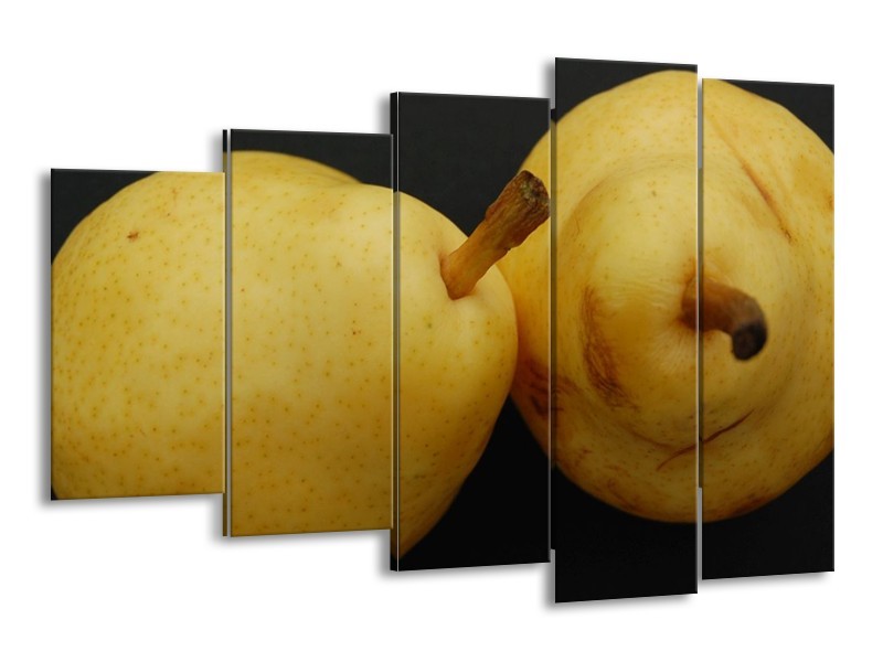 Canvas schilderij Peer | Geel, Zwart, Bruin | 150x100cm 5Luik