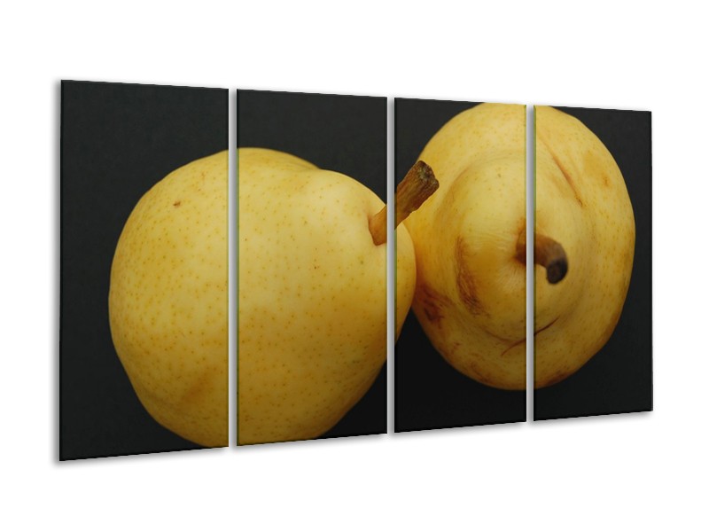 Canvas schilderij Peer | Geel, Zwart, Bruin | 160x80cm 4Luik