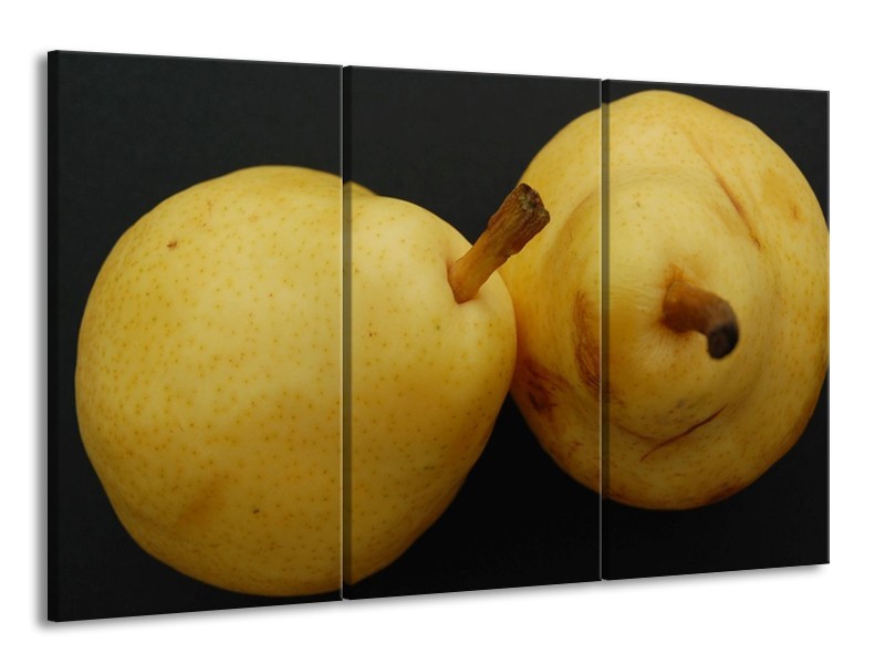 Canvas schilderij Peer | Geel, Zwart, Bruin | 165x100cm 3Luik