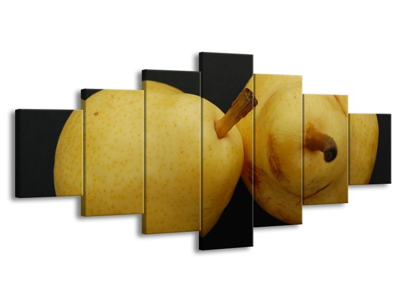 Canvas schilderij Peer | Geel, Zwart, Bruin | 210x100cm 7Luik