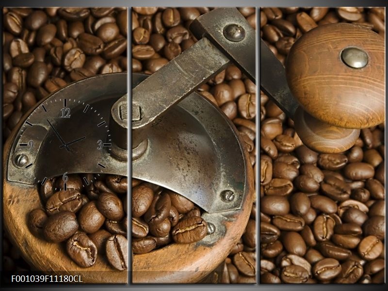 Klok schilderij Koffie | Bruin | 111x80cm 3Luik